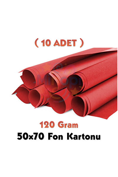 Minopi Red Background Cardboard 50X70 cm 10 Pack 120 Gr Colored Background Cardboard
