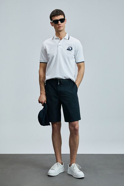 Lufian 111040223 Sandor Smart Polo Neck T-shirt Ανδρικό T-shirt Λευκό