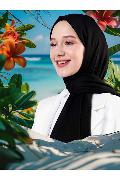 Freeista Black Shawl Silky Series, the Front Is Light Glossy the Back Is Matt