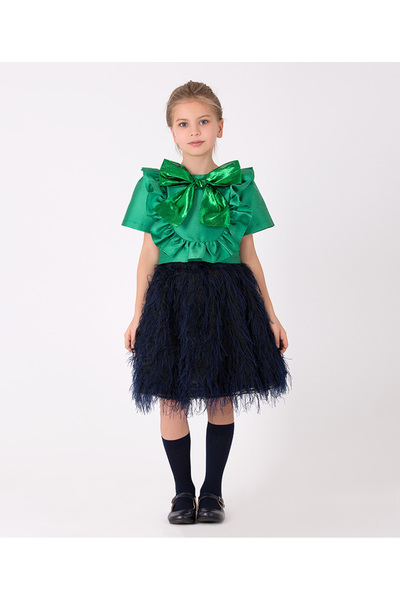 GOOSE Kız Çocuk Saçaklı Lacivert Etek