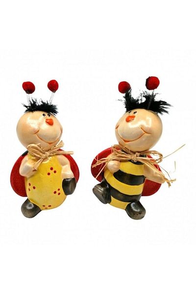 OEM Set 2 ornamente din rășină, buburuze jucăușe, 15 cm