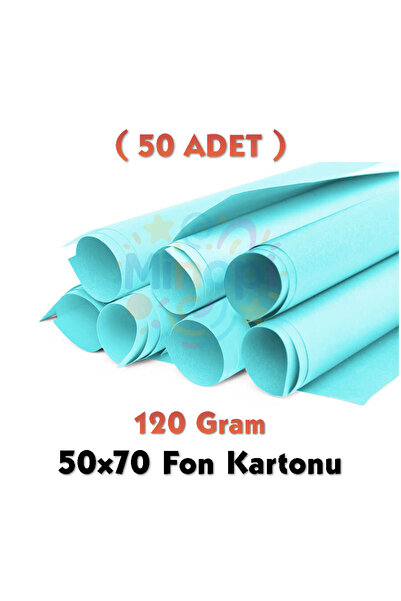 Minopi Light Blue Background Cardboard 50X70 cm 50 Pack 120 Gr Colored Backgr...