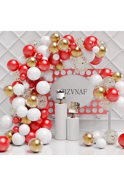 Baloane Vesele Balloon Arch for Birthdays Red Gold 106 Pieces ARC100