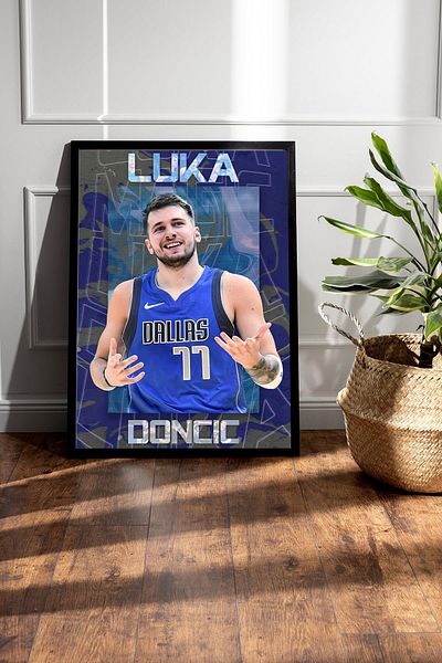 Saturn Luka Doncic Framed Painting - Basketball Nba Poster Painting