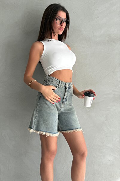 Ulino Σκούρο μπλε τζιν σορτς City Boy με λεπτομέρεια φούντας στα μπατζάκια κα...