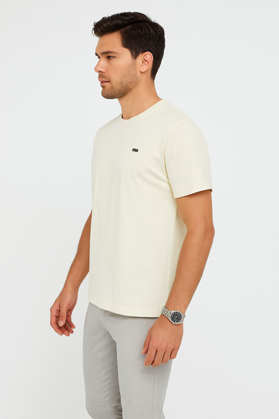 LACİVERTMEN Lacivertmen 2772 Soft Touch Basic - Ανδρικό μπλουζάκι Ecru Color Relax