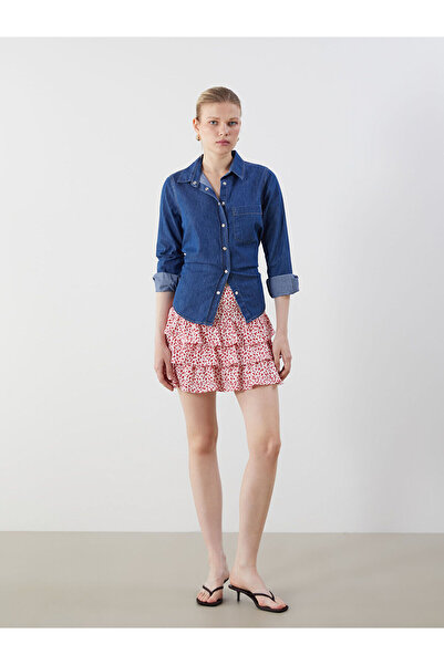 LC Waikiki Nevavm Floral Layered Pleated Mini Skirt with Elastic Waist