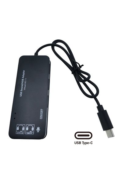 OEM Hub with USB Type C connector and sound card, 2in1, USB 2.0 interface, 3 USB ports, 3 x 3.5mm