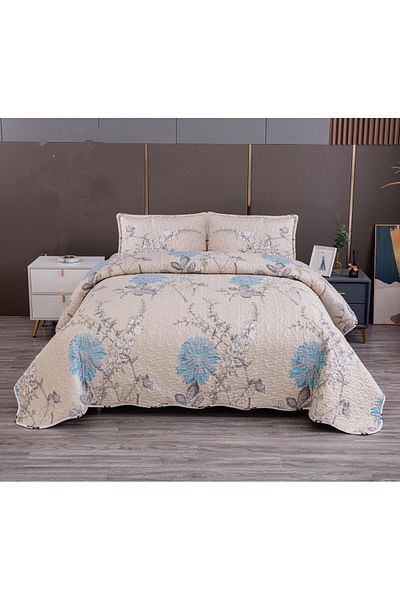 FIONNA.RO Quilted Cotton Blanket With 2 Sides - Field Flowers
