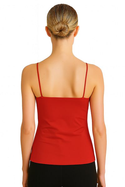vesantia Women's Red Viscose Lycra Underwear Non-Showing Structure Double Layer Drawstring Long Undershirt