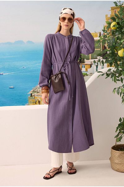 HEQA Μακρύ πουκάμισο μουσελίνας Violet