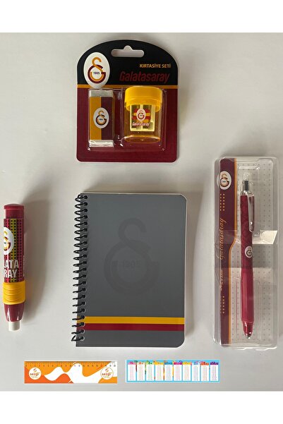 Galatasaray Lisanslı Versatil Kalem Metal Touch Uçlu 0,7 mm+Roket Silgi+Bloknot+Kırtasiye Seti 2'Li+Sezgistore A