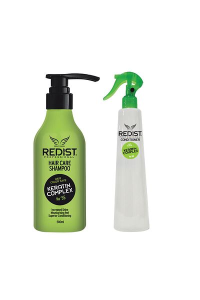 Redist Package Professional Shampoo with Redist Keratin 500 ml and Conditioner with Keratin Redist Biphasic 400 ml