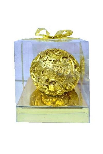 OEM Filigree Candle with Star Pattern, Gift Box, Gold