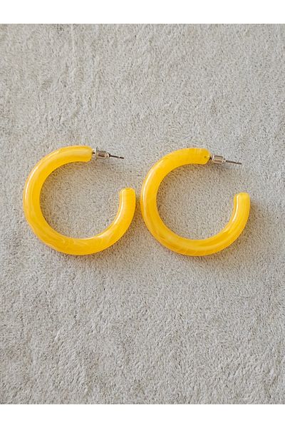 SiestaAccessories Yellow Color Acrylic Hoop Earrings