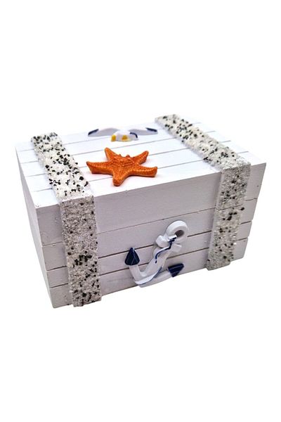 OEM Cufar din lemn cu accesorii marine, ancora, 12x8x6.5 cm