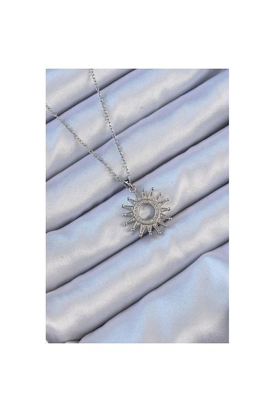 Skygo 316L Steel Chain Silver Color Zircon Stone Shining Sun Necklace - Tj-Bko9106