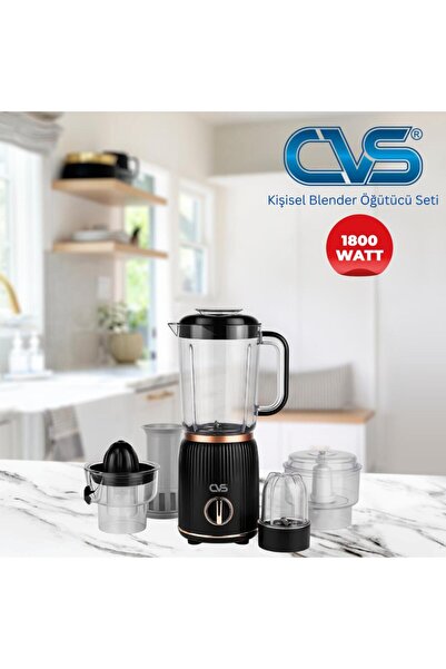 Genel Markalar 5 Parça Öğütücülü Kişisel Blender Seti, Güçlü 1800W Siyah Renk
