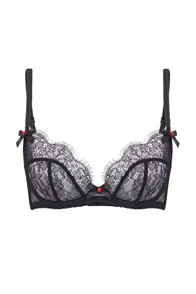 Agent Provocateur Lorna Siyah Dantelli Plunge Sütyen - Üç Parçalı Kupa, Avusturya Nakışı, İnce Fransız Dikiş