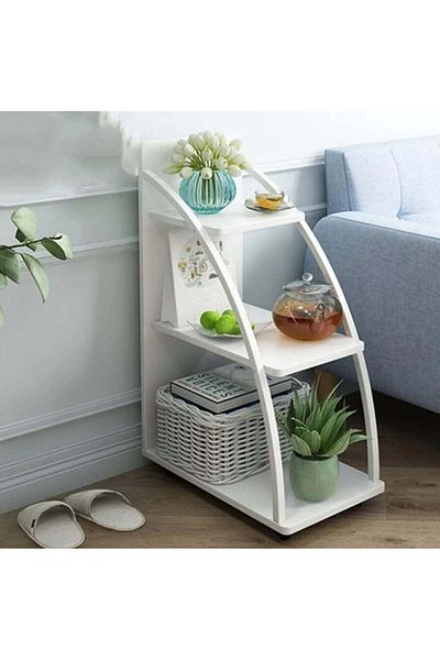 divendi-ro Decorative side table, PVC, suitable for any room, 77.5x28.5x49.5cm, white