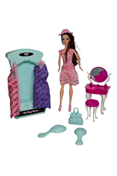 RAF Store Cindy Doll Dolaplı Makyaj Aksesuarlı Kıyafetli Model Bebek Seti