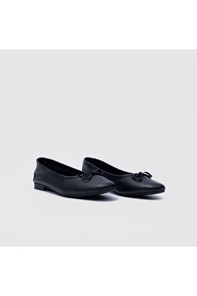 Beta Siyah Floater Hakiki Deri Kadın Babet Ayakkabı [b70007]