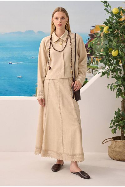 HEQA Lace Leinen Skirt Suit