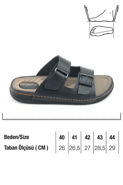 GEZER Summer Men's Faux Leather Two Buckle Adjustable Comfortable Sole Daily Slippers
