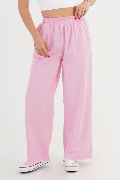 Hipo Trend Pink Loose Trousers with Ripped Legs and Elastic Waist