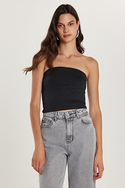 Tudors Γυναικείο Slim Fit Slim Fit Strapless Μαύρο Σώμα