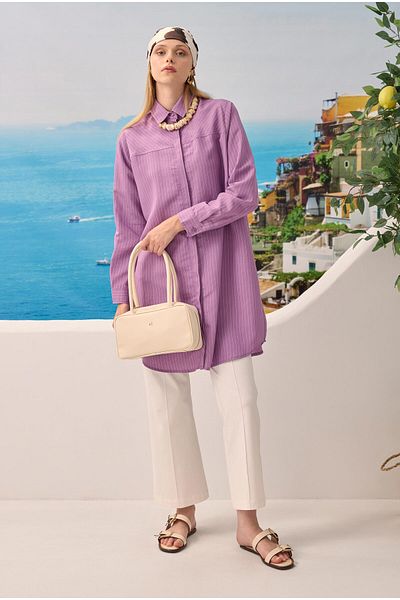 HEQA Robe Verev Striped Shirt Lilac