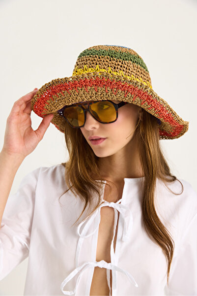 Bianco Lucci Women's Hand Knitted Straw Hat 11507 60801001