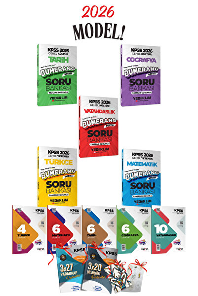 Yediiklim Yayınları 2026 KPSS GYGK Yediiklim 5li Bumerang Soru Bankası Seti v...