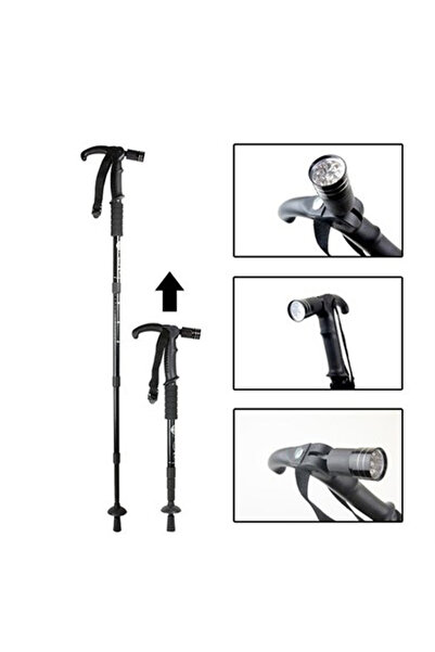 AXYA Boya Göre Ayarlı Işıklı Yürüyüş Bastonu Watton Wt-002 Siyah