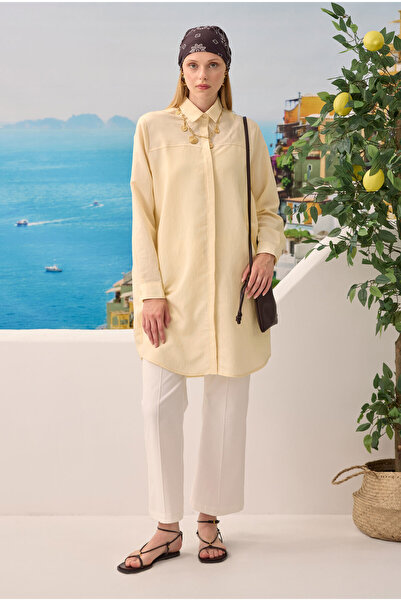 HEQA Robası Verev Çizgili Gömlek Vanilya