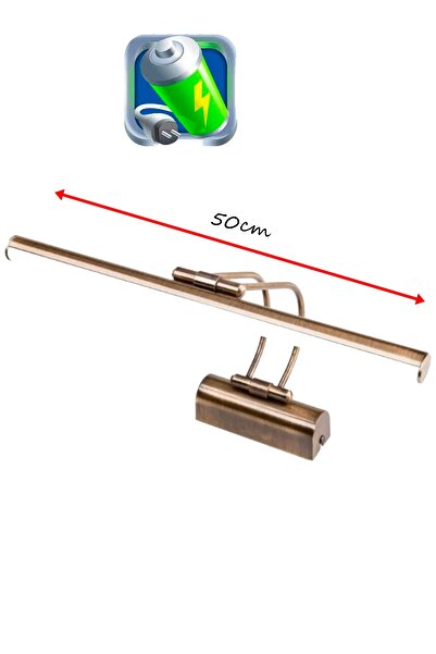 gaziantepavize Şarj Et Kullan 50cm Eskitme Kasa Şarjlı Pilli Aplik Günışığı Banyo Duvar Ayna Tablo Kuğu Flüt Aplik