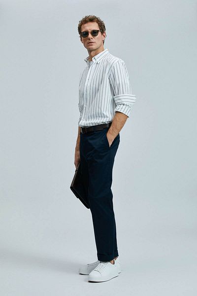 Lufian Plus Smart Chino Navy Blue Men's Trousers 111190339