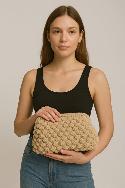 LUBERKA Cloudette Tasarım El Örgüsü Bej El Çantası