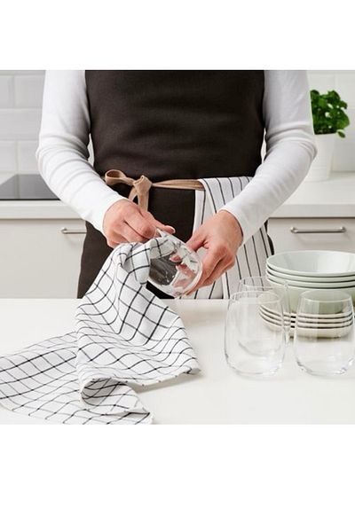 IKEA Πανί στεγνώματος rinnıg λευκό-σκούρο γκρι, 4 τμχ 45x60cm