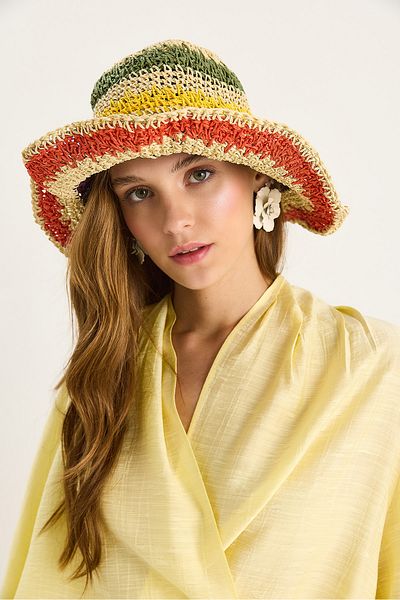 Bianco Lucci Women's Hand Knitted Straw Hat 11507 60801001