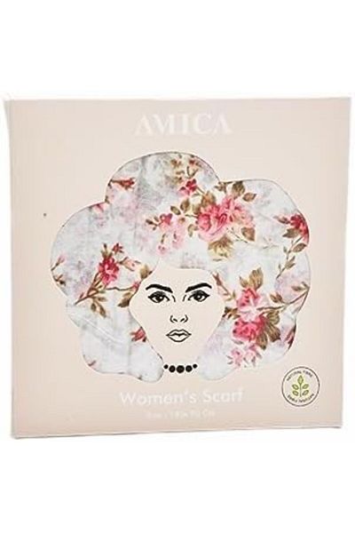 AMICA Women's Floral Moment Soft Natural Fibre Long Scarf, Pink, 180 X 90 Cm