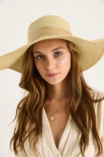 Bianco Lucci Women's Wide Brim Bow Summer Straw Hat 14232-32 60801005