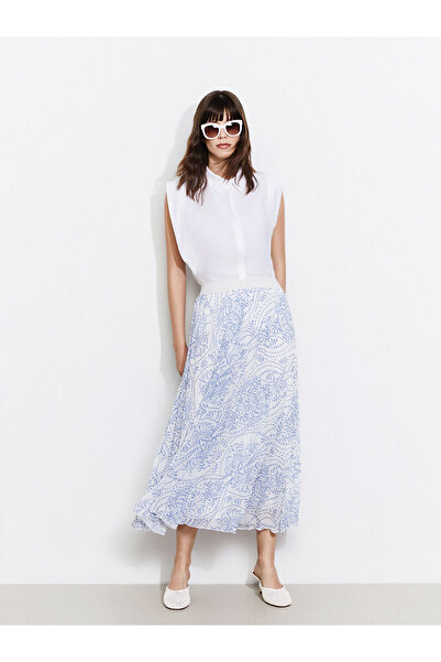 LC Waikiki Nevavm Women's Patterned Chiffon Skirt with Elastic Waist