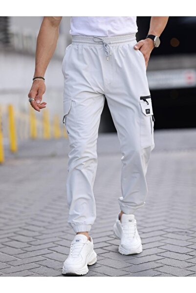 YXC Trend Maker Парашутна тканина, гумова манжета, штани з кишенями, чоловічі, на блискавці, детально опрацьовані, вузького крою, сірі.