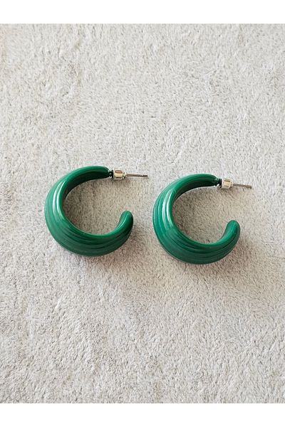 SiestaAccessories Green Color Acrylic Hoop Earrings