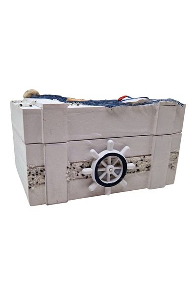 OEM Wooden chest with marine accessories, helm, 12x8x6.5 cm