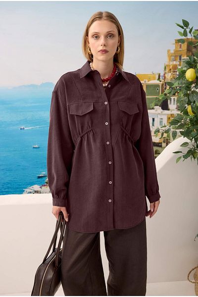 HEQA Πουκάμισο με λεπτομέρεια Verev Burgundy