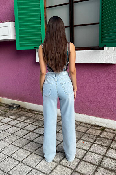 BİKELİFE Női magas derekú Lycra Retro Effect széles szárú Jean