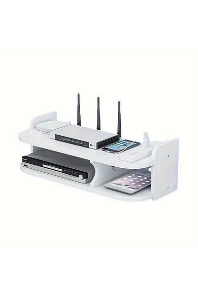 divendi-ro Stand for router and other accessories, with 2 compartments, 20×50 cm, white