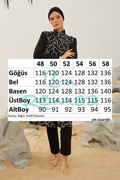 REMSA Large Size Full Covered Battal Hijab Swimsuit 3429-015 Black01